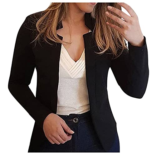 Fulidngzg Blazer Damen Schwarz Tailliert Dünn Elegant Sommer Übergangsjacke Kurzblazer Sportlich Frühling Business Oversize Cardigan Blazerjacke Jacke von Fulidngzg