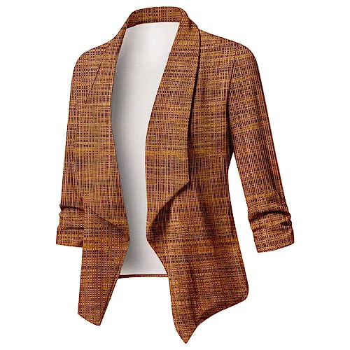 Fulidngzg Blazer Damen Sportlich Kariert Sportlich Frühling Jacke Modern Elegant Oversize Sommerjacke Blazerjacke Sommer Übergangsjacke Tailliert Cardigan Business Dünn Kurzblazer Anzugjacke von Fulidngzg