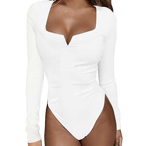 Fulidngzg Body Damen Elegant, Long Sleeve Elegant Blusenbody Bodysuit Sexy Silvester Langarm Stringbody Langarmbody Stretch Lang Schwarz Body Shapewear Oberteil Thermo Party Bodybluse von Fulidngzg