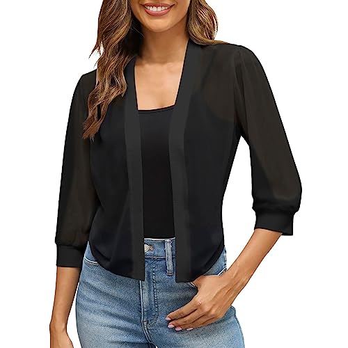 Fulidngzg Bolero Damen Kurzarm: Dünne Festlich Bolero Häkel Jacke Weiß Zum Kleid Cardigan Elegante Leichte Kurzarm Strickbolero Hippie Spitze Crop Kurzblazer Strickjacke von Fulidngzg