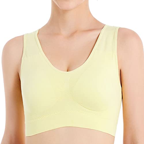 Fulidngzg Bustier Damen: Push Up Weiss Große Brüste Größen Bra Atmungsaktiv Soft Gepolstert Sport Top Starker Halt Ohne Bügel Baumwolle Gym Seamless BH Bralette Yoga von Fulidngzg
