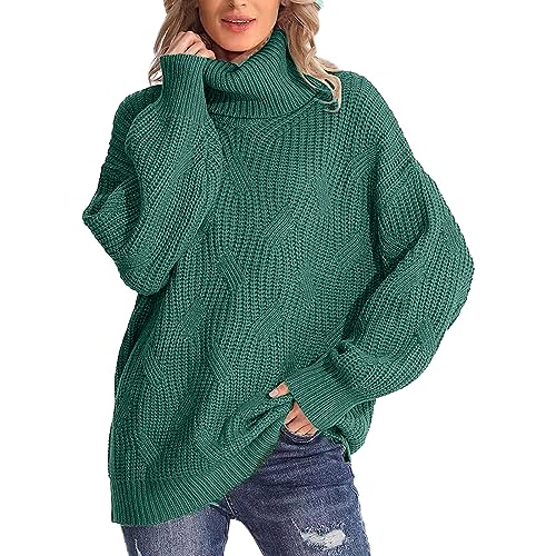Fulidngzg Cashmere Pullover Damen Warm Alpaka Rollkragenpullover Strickpullover Grobmaschig Schwarz Winterpullover Pullover Kuschel Baumwolle Pulli Rolli Elegant Wollpulli Turtleneck von Fulidngzg