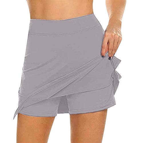 Fulidngzg Damen 2-in1-Sportrock Sommer Shorts Sport Skorts Tennisrock Hosenrock mit Innenhose Hohe Taille Tennis Skort Outdoor Sommerrock von Fulidngzg