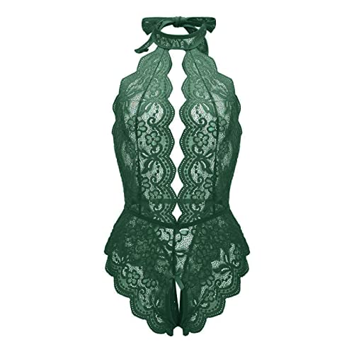 Fulidngzg Damen Dessous Erotisch: Mollig Spitze Unterwäsche Grosse Grössen Curvy Mollige Dessous Sexy Ouvert Kostüme Netz Sm Reizwäsche Outfit mit Loch Rote Durchsichtige Babydoll Bodysuit von Fulidngzg