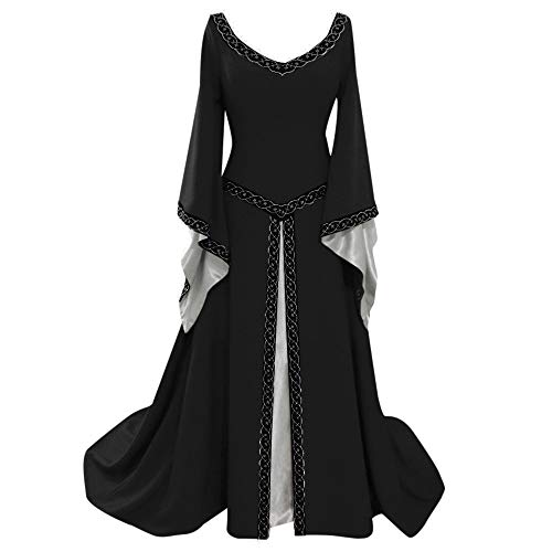 Fulidngzg Damen Dirndl Elegant Karneval Ballkleider Festival Outfit Partykleider Kleider Vintage Halloween Kostüm Gothic Kleidung Abendkleid Große Größen Renaissance Festlich Mittelalter Kleid von Fulidngzg