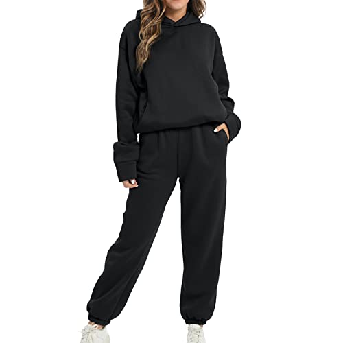 Fulidngzg Damen Hausanzug Gr 38 Winter Kuschelig Modern Jogginganzüge Sportbekleidung Elegant Langarm Joggingsuit Jogginghose Trainingsanzüge Hoodie Tracksuit Locker Sportanzug Freizeitanzug von Fulidngzg