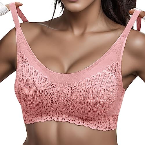 Fulidngzg Damen Komfort BH Ohne Bügel Push Up Nahtlos Sport BH Gepolstert Spitzen Bra Weich Seamless Stretch Bustier Mittel Halt Bügelloser Schlaf BH Klassische Top für Alltag Yoga Damen von Fulidngzg