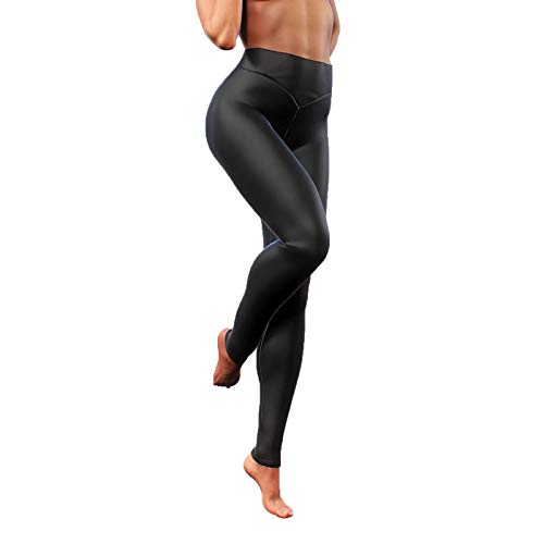 Fulidngzg Damen Lederhose, Push Up Glanz Lederhose Leggings High Waist Lack Kunstlederhose Lederleggings Latex Shape Lackhose Strumpfhosen Scrunch Butt Motorrad Skinny Lederoptik Hose von Fulidngzg