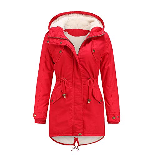 Fulidngzg Damen Mantel Herbst Elegant Lang Fleece Übergangsjacke Winterjacke mit Kapuze Fell Winterparka Wintermantel Gefüttert Atmungsaktiv Steppjacke Parka Große Größen Elegant Jacke von Fulidngzg