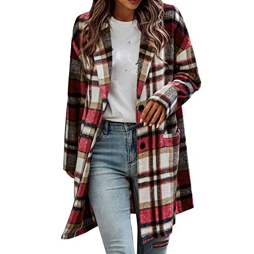 Fulidngzg Damen Mantel Winter: Wolle Schwarzer Trenchcoat Wollmantel Lang Leicht Wintermantel Boucle Blazer Übergang Damenmantel Steppmantel Warm Dufflecoat Longblazer Trench Coat von Fulidngzg