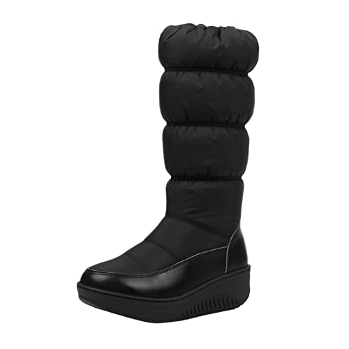 Fulidngzg Damen Winterschuhe Gefüttert Warm Mittelhoch Hoch Gefüttert Winterschuhe Schneestiefel Elegant Weitschaft Winterboots Schlupfstiefel Wandern Outdoor Winterstiefel Schneeschuhe Stiefel von Fulidngzg