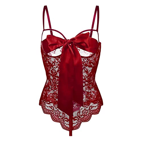 Fulidngzg Dessous Damen Sexy Reizwäsche, mit Loch Bodysuit Netz Sm Mollige Stringbody Ouvert Erotische Babydoll Grosse Grössen Curvy Reizwäsche Outfit Rote Offener Schritt Elegant Unterwäsche Dessous von Fulidngzg