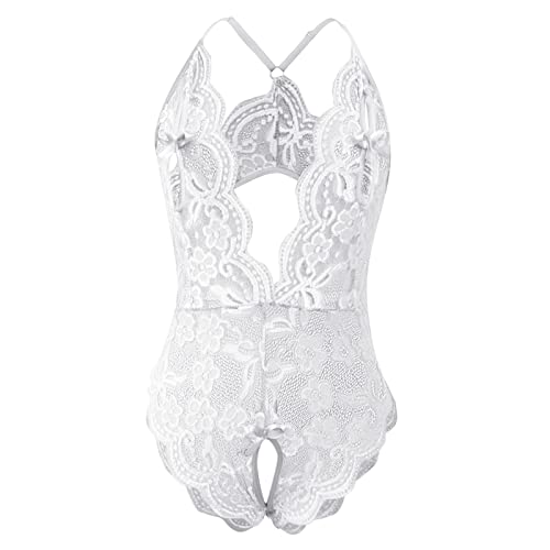 Fulidngzg Dessous Damen Sexy Reizwäsche, mit Loch Bodysuit Netz Sm Mollige Stringbody Ouvert Erotische Babydoll Grosse Grössen Curvy Reizwäsche Outfit Rote Offener Schritt Elegant Unterwäsche Dessous von Fulidngzg