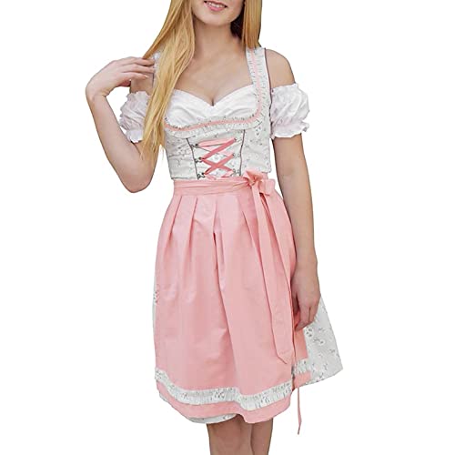 Fulidngzg Dirndl Damen Lang: Stretch Schürze Spitze Kurz Dirndlschürze Dirndl Grün Rockabilly für Mädchen Trachtenmode Trachtenkleid Grosse Grössen Oktoberfest Festlich Trachtenrock Dirndlkleid von Fulidngzg