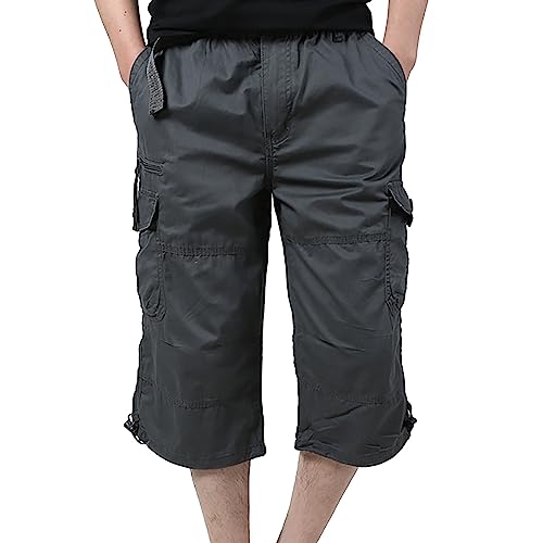 Fulidngzg Dreiviertel Hose Herren: Elegant Outdoor 3 4 Hose Angeln Sommer 3/4 Hose Casual Große Größen Cargo Shorts Sport Stoff Dreiviertel Hosen Slim Leinen Stretch Bermuda Shorts Kurze Hosen von Fulidngzg