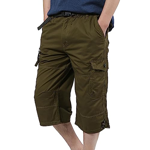 Fulidngzg Dreiviertel Hose Herren: Elegant Outdoor 3 4 Hose Angeln Sommer 3/4 Hose Casual Große Größen Cargo Shorts Sport Stoff Dreiviertel Hosen Slim Leinen Stretch Bermuda Shorts Kurze Hosen von Fulidngzg