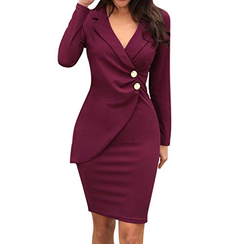 Fulidngzg Etuikleid Damen Business Vintage Knielang Midi Elegant Sommer Tunikakleid Rock kleid Sommerkleider von Fulidngzg