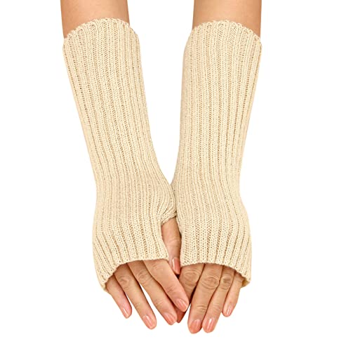 Fulidngzg Fingerlose Handschuhe Damen Teenager Mädchen Thermo Armstulpen Handstulpen Touchscreen Y2K Pulswärmer Strickhandschuhe Ohne Finger Wolle Warm Winterhandschuhe von Fulidngzg