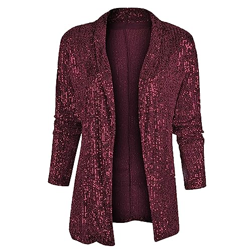 Glitzer Blazer Damen Party Schwarz Oversize Bunt Pailletten Jacke Festlich Große Größen Blaser Basics Langarm Bolero von Fulidngzg
