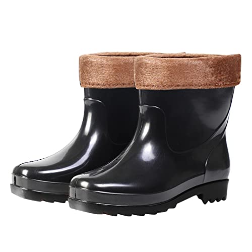 Fulidngzg Gummistiefel 39 Damen Kurz Thermo Gefüttert Gummizug Regenstiefel Wasserdicht Stiefel Wellington Boots Halbbreit Rutschfest Gummistiefel Rain Boots Gefütterte Gummistiefel Damen 40 von Fulidngzg