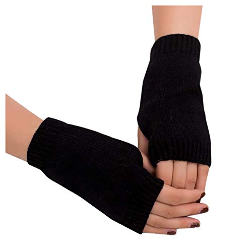 Fulidngzg Handschuhe Damen Fingerlos Thermo Schwarz Winterhandschuhe Wolle Touchscreen Handstulpen Pulswärmer Teenager Mädchen Warm Ohne Finger Armstulpen Fingerlose von Fulidngzg