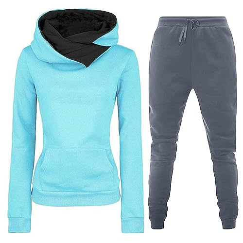 Fulidngzg Heartbeat Jogginganzug Damen Herbst Winter Gefütterte 2 Teiler Jogginganzug Hoodie Kuschelig Freizeit Sportanzug Hausanzug Elegant Y2K 2023 Trainingsanzug Große Größen Fitness Zweiteiler von Fulidngzg