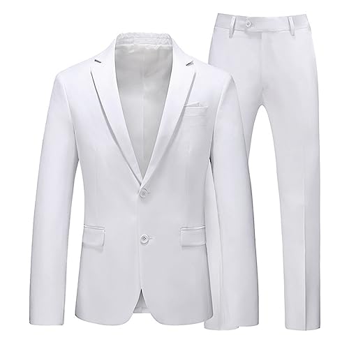 Fulidngzg Hochzeit Anzug Herren: Tweed Sakkos Anzug Weißer Regular Fit Herrenanzug Slim Fit Komplett Hochzeitsanzug Anzug Hosen Große Größen 2 Teiler Smoking Hochzeit Modern Business Blazers von Fulidngzg