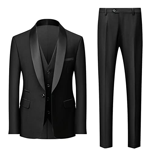Fulidngzg Hochzeitsanzug Herren, Festlich Blazers Smoking Schwarzer Modern Weste Anzug Hosen Vintage Große Größen Sakkos Regular Fit Komplett Herrenanzug Übergröße Tweed Hochzeit von Fulidngzg