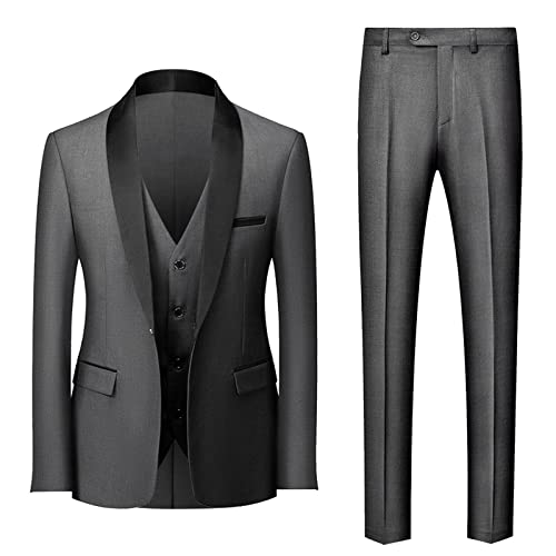 Fulidngzg Hochzeitsanzug Herren, Festlich Blazers Smoking Schwarzer Modern Weste Anzug Hosen Vintage Große Größen Sakkos Regular Fit Komplett Herrenanzug Übergröße Tweed Hochzeit von Fulidngzg