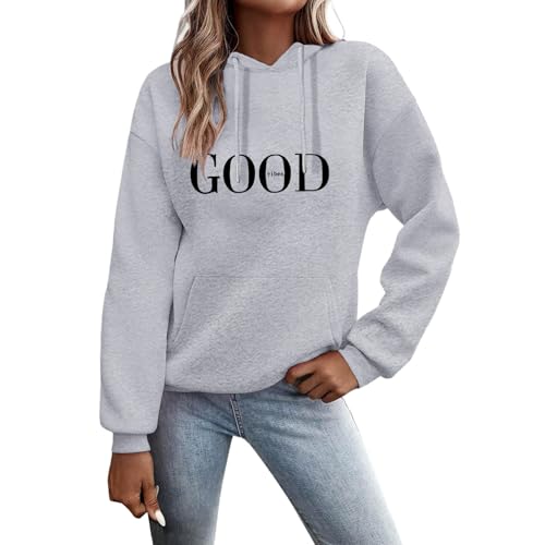 Fulidngzg Hoodie Damen Oversize, Pullover Sweatshirt Briefe Drucken Weihnachtspullover Langarm Rundhals Pulli Herbst Winter Frauen Locker Kapuzenpullover Sport Streetwear mit Kapuze Bluse Tops von Fulidngzg