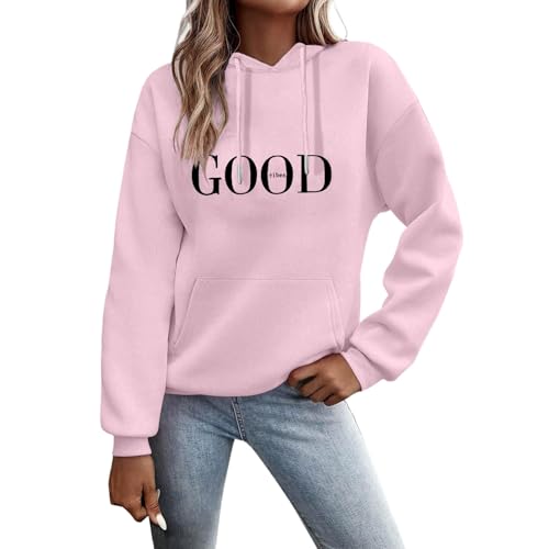 Fulidngzg Hoodie Damen Oversize, Pullover Sweatshirt Briefe Drucken Weihnachtspullover Langarm Rundhals Pulli Herbst Winter Frauen Locker Kapuzenpullover Sport Streetwear mit Kapuze Bluse Tops von Fulidngzg