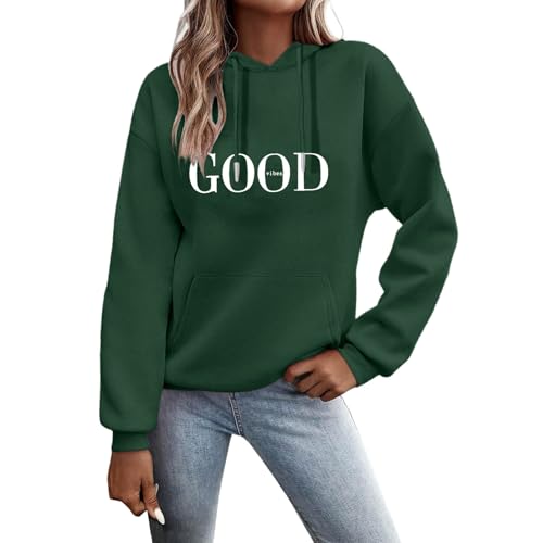 Fulidngzg Hoodie Damen Oversize, Pullover Sweatshirt Briefe Drucken Weihnachtspullover Langarm Rundhals Pulli Herbst Winter Frauen Locker Kapuzenpullover Sport Streetwear mit Kapuze Bluse Tops von Fulidngzg