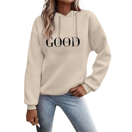Fulidngzg Hoodie Damen Oversize, Pullover Sweatshirt Briefe Drucken Weihnachtspullover Langarm Rundhals Pulli Herbst Winter Frauen Locker Kapuzenpullover Sport Streetwear mit Kapuze Bluse Tops von Fulidngzg
