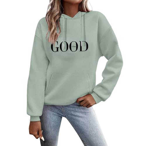 Fulidngzg Hoodie Damen Oversize, Pullover Sweatshirt Briefe Drucken Weihnachtspullover Langarm Rundhals Pulli Herbst Winter Frauen Locker Kapuzenpullover Sport Streetwear mit Kapuze Bluse Tops von Fulidngzg