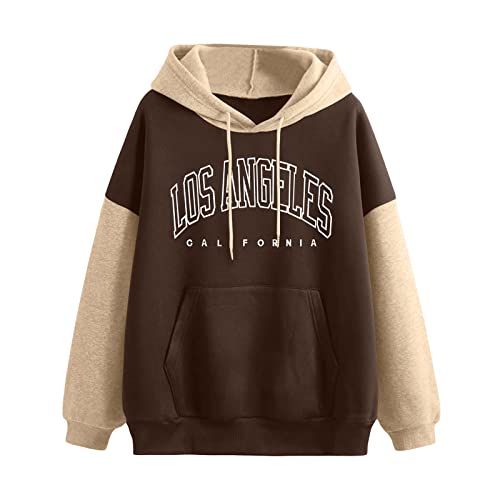 Fulidngzg Hoodies für Damen, Oversized Pullover mit Kapuze Teenager Mädchen Hoodie Elegant Los Angeles Hoody Grosse Grössen Locker Sweatshirt Pulli Festival Aesthetic Y2k Kapuzenpullover von Fulidngzg