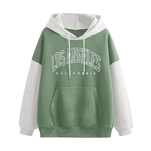 Fulidngzg Hoodies für Damen, Oversized Pullover mit Kapuze Teenager Mädchen Hoodie Elegant Los Angeles Hoody Grosse Grössen Locker Sweatshirt Pulli Festival Aesthetic Y2k Kapuzenpullover von Fulidngzg