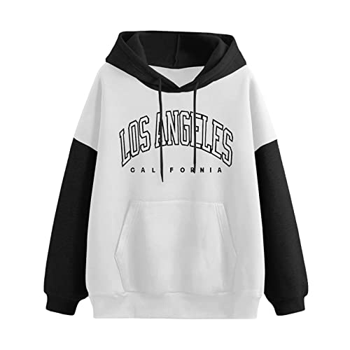 Fulidngzg Hoodies für Damen, Oversized Pullover mit Kapuze Teenager Mädchen Hoodie Elegant Los Angeles Hoody Grosse Grössen Locker Sweatshirt Pulli Festival Aesthetic Y2k Kapuzenpullover von Fulidngzg