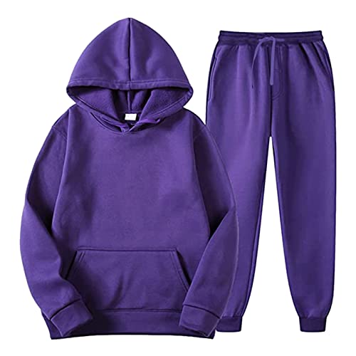 Fulidngzg Jogginganzug Damen Lockere Große Größen Trainingsanzug Hausanzug Gym Teenager Mädchen Kuschelig Freizeitanzug Jogginganzug Elegant Basic Fitness Sportanzug 2 Teiliges Hoodie Workout Set von Fulidngzg