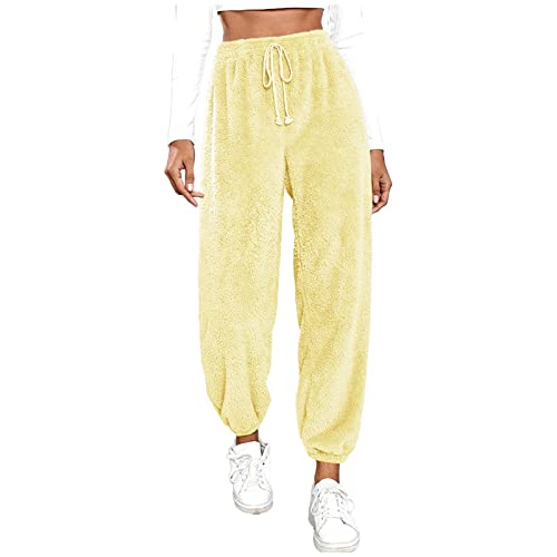 Fulidngzg Jogginghose Damen Warm Winter Flauschig Loungewear Fleecehose Fleece Bequeme Thermohose Jogginghose Fell Lang Winterhose Sweathose Warme Verdickte Thermopants Damenhosen von Fulidngzg