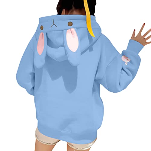 Fulidngzg Kawaii Hoodie Damen 2022 Kawaii Cartoon Muster Hoody Pullover Anime Casual Oversize Hoodie Pulli Baumwolle Langarm Mit Kapuze Cute Sweatshirt Kapuzenpulli Kapuzenpullover von Fulidngzg