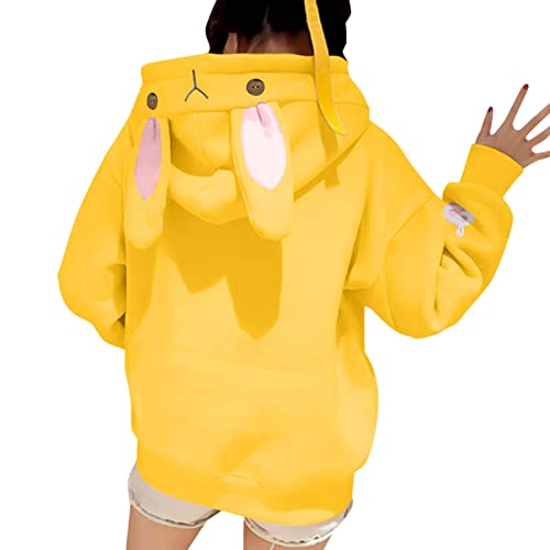 Fulidngzg Kawaii Hoodie Damen 2022 Kawaii Cartoon Muster Hoody Pullover Anime Casual Oversize Hoodie Pulli Baumwolle Langarm Mit Kapuze Cute Sweatshirt Kapuzenpulli Kapuzenpullover von Fulidngzg