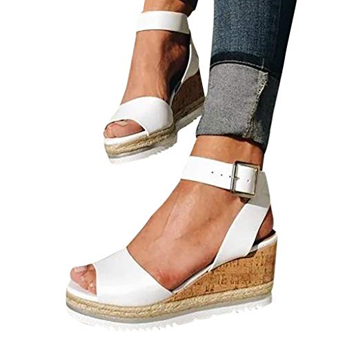 Fulidngzg Keilsandalen Damen Schwarz Sommer Elegant Wedges Sandalen Riemchensandale Sandaletten Peeptoe Sandalen Sommerschuhe Buckle Sandal von Fulidngzg