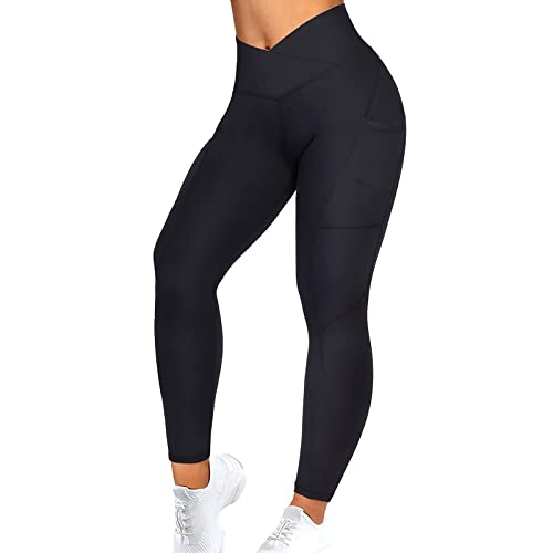 Fulidngzg Kompressionsleggins Damen: Booty Scrunch Sportleggins Shape Stretch Jogginghose Yogahose Gym Blickdichte Leggings Push Up Baumwolle Bauchweg Sporthose Schwarz Sport Lang Hosen von Fulidngzg