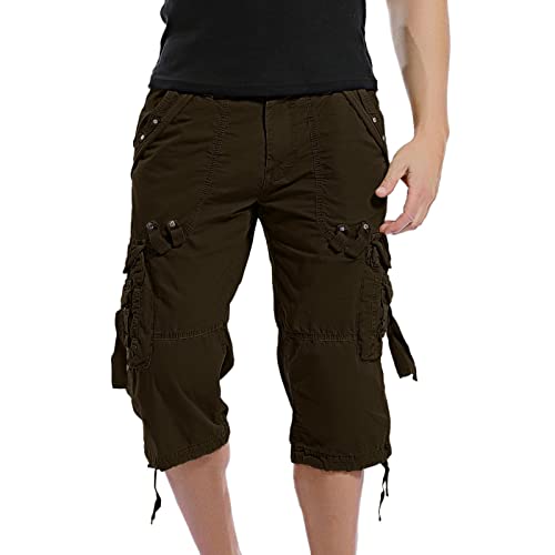 Fulidngzg Kurze Hosen Herren Cargo, Outdoor Leichte Cargo Shorts Sommer Dreiviertel Hosen Angeln Casual Bermuda Shorts Elegant Große Größen 3/4 Hose Baggy mit Taschen Kurze Hosen Dreiviertel Hose von Fulidngzg