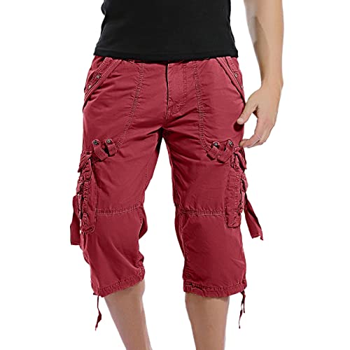 Fulidngzg Kurze Hosen Herren Cargo, Outdoor Leichte Cargo Shorts Sommer Dreiviertel Hosen Angeln Casual Bermuda Shorts Elegant Große Größen 3/4 Hose Baggy mit Taschen Kurze Hosen Dreiviertel Hose von Fulidngzg