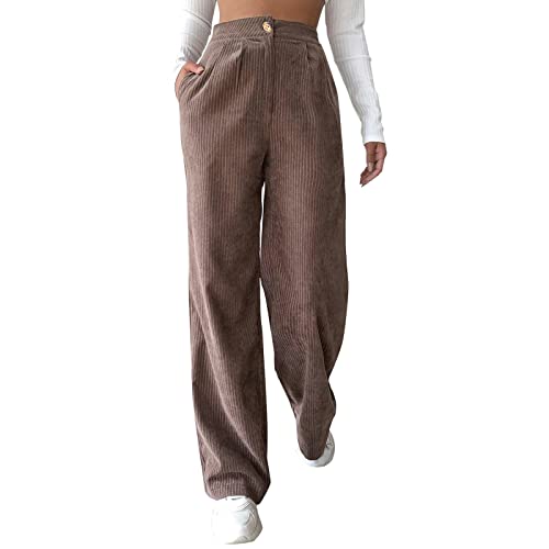 Fulidngzg Kuschelhose Damen Flauschig Lang Lässige Winterhose Loungewear mit Taschen Warme Fleecehose Thermohose Verdickte Winter Jogginghose Cordhose Fleece Thermo Sporthose Freizeithose von Fulidngzg