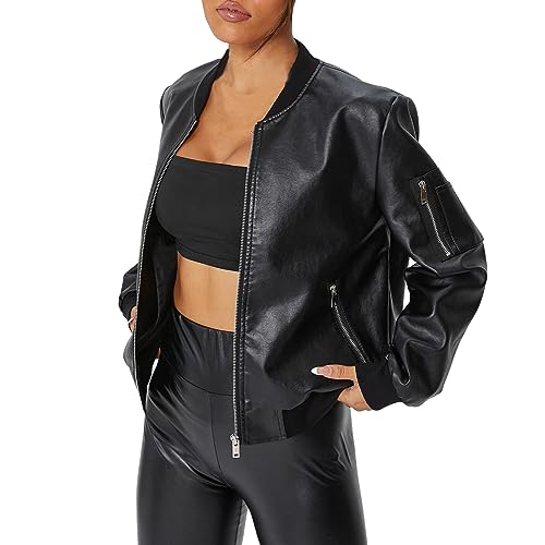 Fulidngzg Lederjacke Damen Schwarz Frühlingsjacke Übergangsjacke Reißverschluss Bomberjacke College Jacke Kunstleder Frauen Motorradjacke Bikerjacke Streetwear Leder Fulidngzg Lederjacke Damen Schwarz Frühlingsjacke Übergangsjacke Reißverschluss Bomberjacke College Jacke Kunstleder Frauen Motorradjacke Bikerjacke Streetwear Leder von Fulidngzg