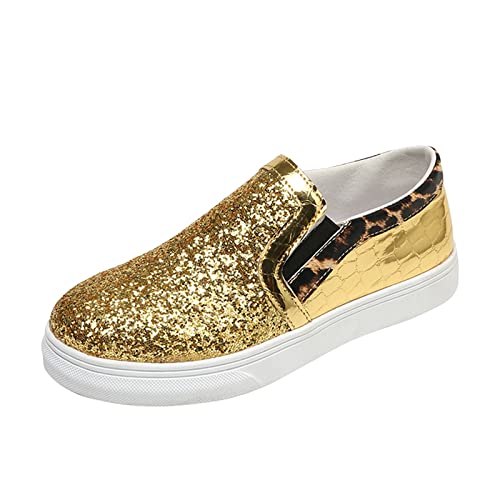 Fulidngzg Lederschuhe Damen Rutschfeste Chunky Pailletten Schuhe Glitzer Schuhe Frühling Plateau Pailettenschuhe Glitzer Sneaker Flache Festliche Glitzerschuhe Turnschuhe Fitnessschuhe von Fulidngzg