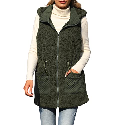 Fulidngzg Longweste Damen Ultraleicht Damenweste Steppweste Outdoor Schwarze Fleeceweste Große Größen Reißverschluss Übergang Gesteppt Weste Dünne Lange mit Kapuze Warm Jacke von Fulidngzg