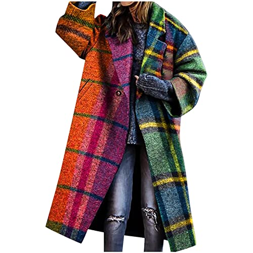 Fulidngzg Mantel Damen Elegant, Lang A-Linie Trenchcoat Wollmantel Wolle Herbst Winter Wintermantel Trench Coat Warm Winterparka Dufflecoat Übergang Herbstmantel Windjacke Boucle Blazer von Fulidngzg